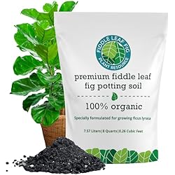 100% Organic Fiddle Leaf Fig Soil – Optimally-Draining Potting Mix for Healthy Roots, Fewer Brown Spots & Faster Growth | Enriched with Biochar & Bark | Made in USA | Large 7.5L Bag