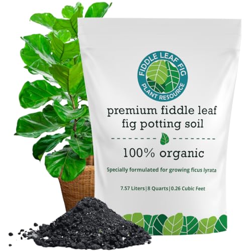 100% Organic Fiddle Leaf Fig Soil – Optimally-Draining Potting Mix for Healthy Roots, Fewer Brown Spots & Faster Growth | Enriched with Biochar & Bark | Made in USA | Large 7.5L Bag