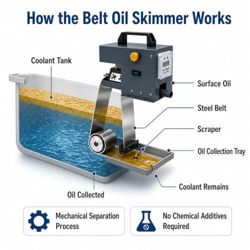 Skimmer de aceite para limpiar tanques de refrigerante y eliminar grasa industrial 3