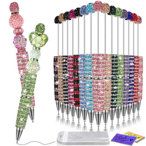 Tondiamo 45 Pcs Rhinestone Beadable Pens Bulk Set,Stripe Diamonds