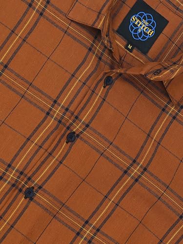 Image of StitchX Men's Full Sleeve Checkered Casual Spread Collar Cotton Shirt
