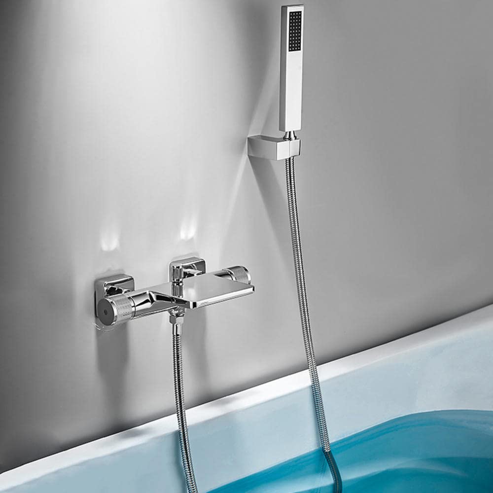 Robinet mitigeur cascade baignoire mural noir avec double douchette