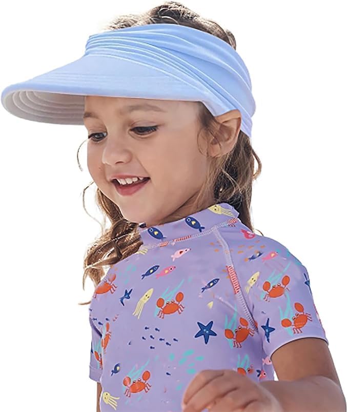 1-9 Years Sun Visor Cap Children's UV Protection, Girls Ponytail Beach Hat Summer Breathable Hat Boys Girls