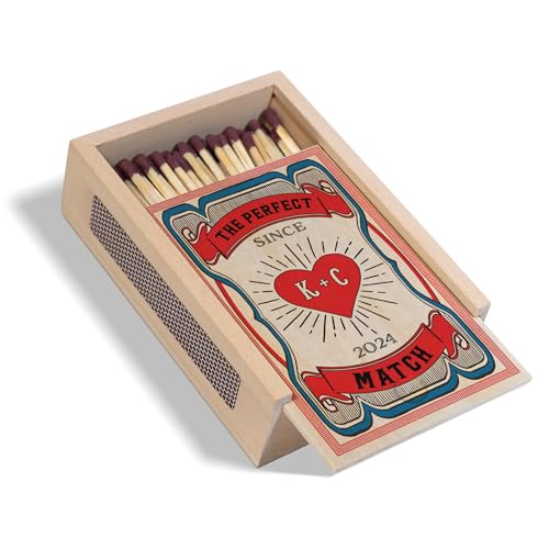 GIFTBYGIFTY Matches Box Personalized, Custom Matches for Couples - 6 Colors - Couple Gifts