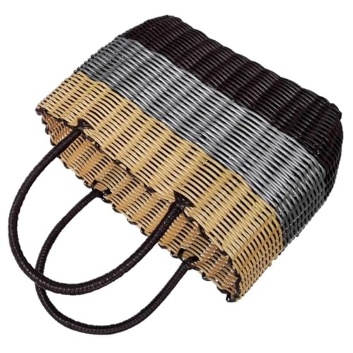 Kichvoe Cesta de Almacenamiento Tejida a Mano Mediana en Color Marrón Gris Beige, Cesta Multifuncional de Plástico Resistente para Ducha de Hombres y Organizador del Hogar, Adecuado