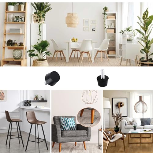 MOROBOR Möbelnivellierer aus Gummi mit M8-Gewinde, 12 Stück, Möbelnivellierer, verstellbare Möbelnivellierer, Tischstuhlfüße, Gleiter für Tisch, Stuhl, Schrank