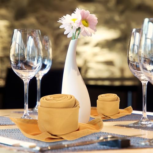Serviettes de table lot de 10 polyester doré séchage rapide pour restaurant