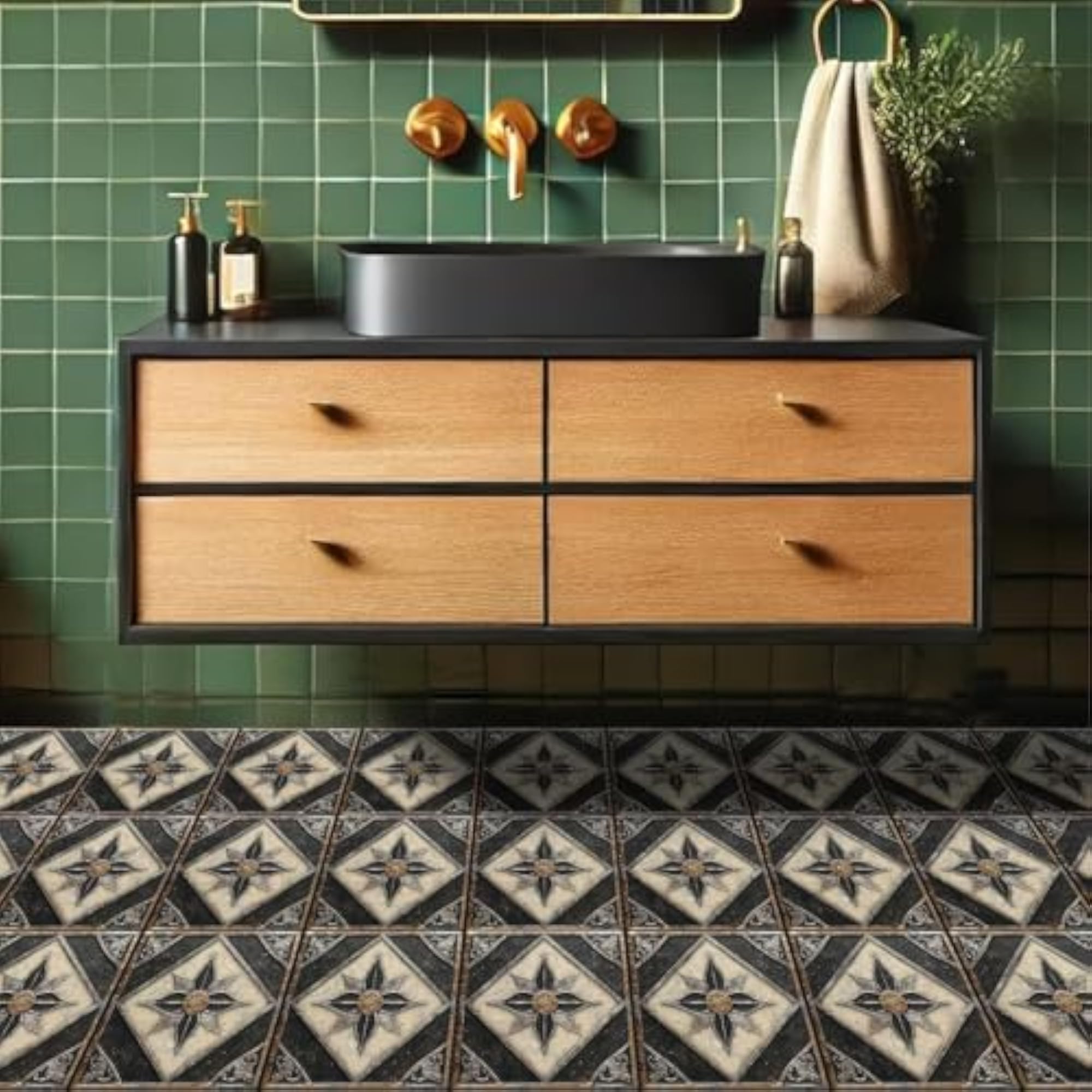 Moroccan Tile Stickers for Kitchen Backsplash Bathroom Floor