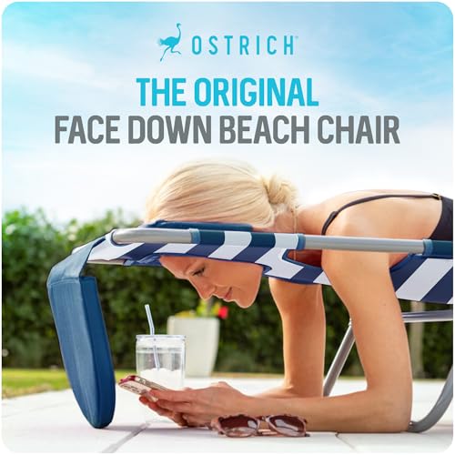 Image of Ostrich the Original 3N1 Reclining Lounge Chair Relaxing Beach Seat, Stripe