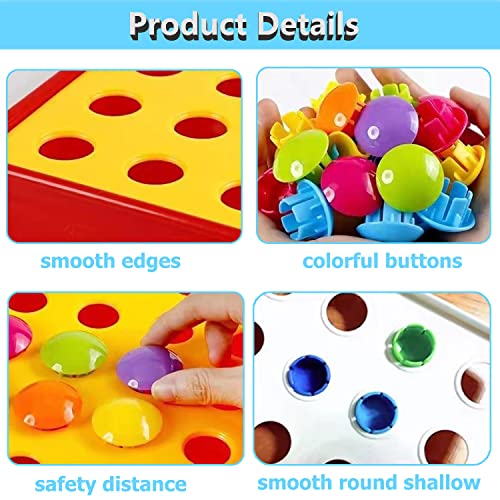 image for lzhzh Button Art Toys for Toddlers, Color Matching Mosaic Pegboard Ear