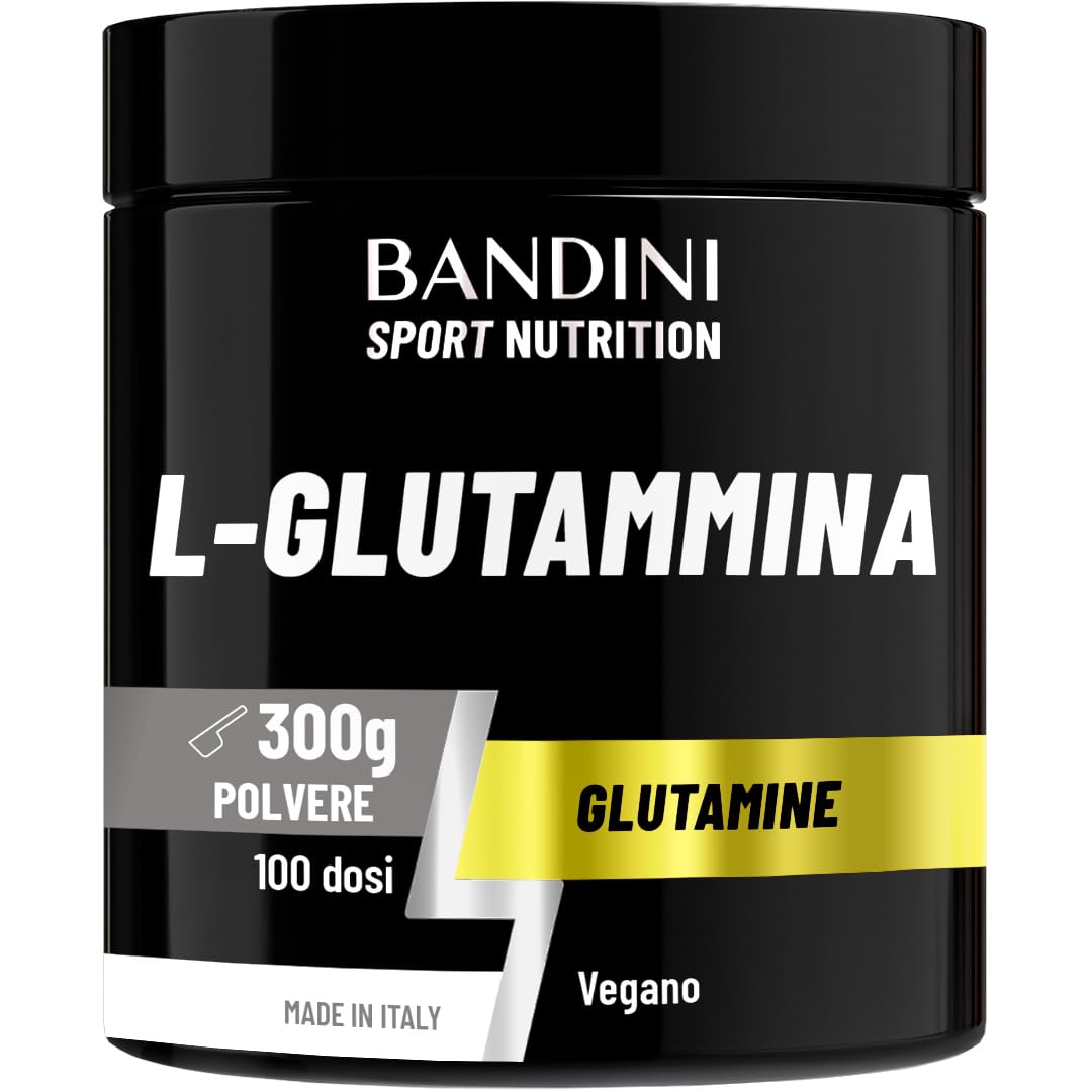 Bandini® L-Glutammina Pura in Polvere, Aminoacido utile per Esercizi Fisici ad Alta Intensità e per la Massa Muscolare, Glutammina 100% Vegan, Glutamine POWDER, Palestra e Sport, Confezione da 300g