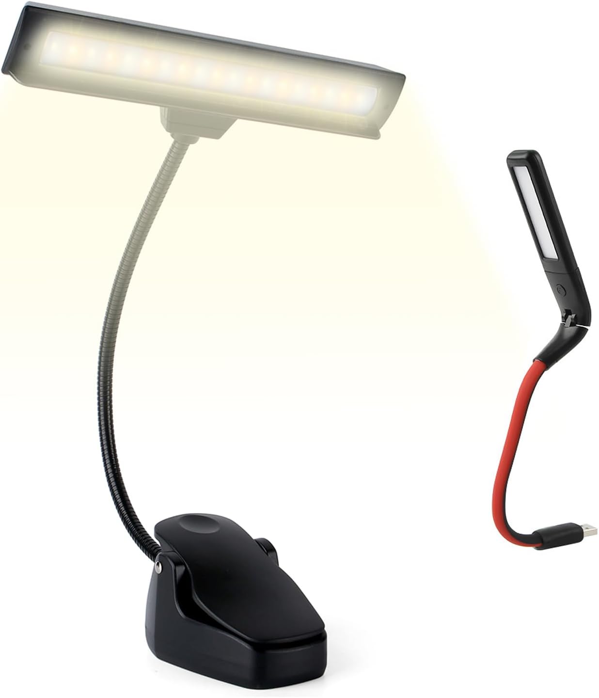 Glovion Rechargeable Music Stand Light and USB LED Light Set, Dimmable Color 3 Brightness Settings Eye Care Flexible Lights for Laptop Reading Piano