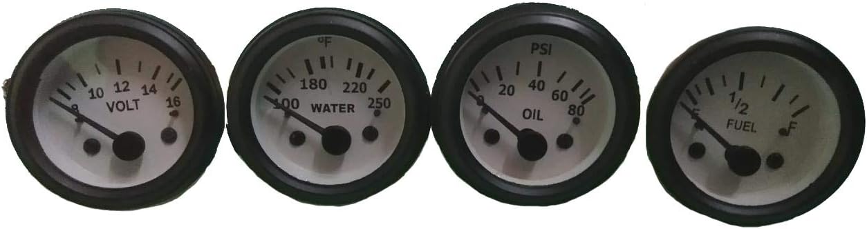 Electrical Oil Pressure Gauge Temp Gauge Volt Meter Fuel Gauge -White Face Black Bezel 52 mm 2"