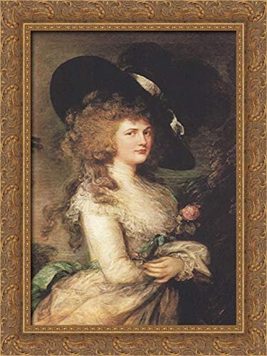 Portrait Of Georgiana, Duchess Of Devonshire 18x24 Gold Ornate Wood Framed Canvas Art by Thomas Gainsborough