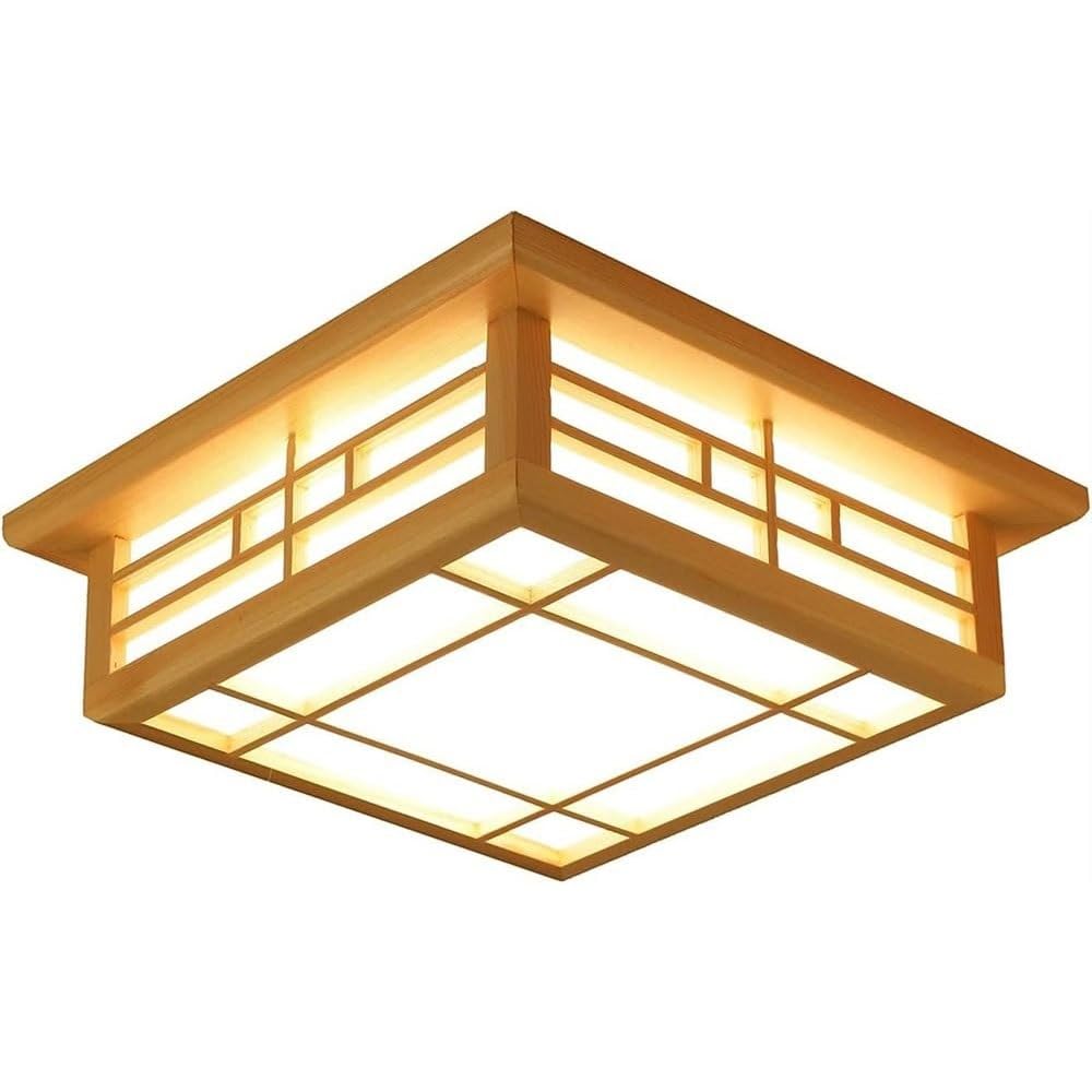 Luz de techo de madera maciza regulable E27 para salón y dormitorio de 35cm con mando 8