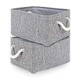 TheWarmHome 2 Pack Grey Fabric Storage Bins for Nursery Storage Canvas Storage...