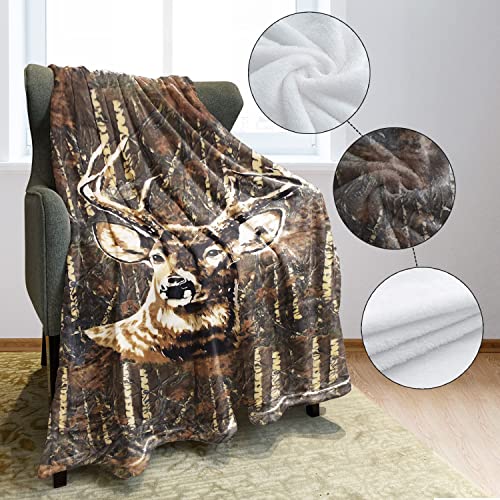 Hommomh 60" X 80" Blanket Throw Comfort Warmth Soft Cozy Air Conditioning Easy Care Machine Wash Deer Camo #TOP3