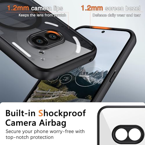Image of GUAGUA Polycarbonate Clear Case For Nothing Phone 2A Case, [Compatible With Magsafe] Magnetic Anti-Scratch Translucent Matte Back Slim Shockproof Phone Cover,Clear