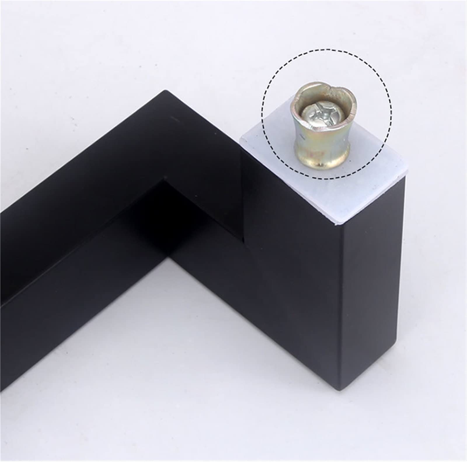 Mango de tubo cuadrado de doble curva, negro mate esmerilado, material grueso de acero inoxidable, KTV, mango de baño