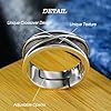 KONFEN Crossover Rings Men, Adjustable Carved Viking Rings for Men Hypoallergenic Material, Unique Texture Vintage Hip Pop Open Rings Thumb Ring Gothic Punk Classic Mens Jewellery, Silver #3