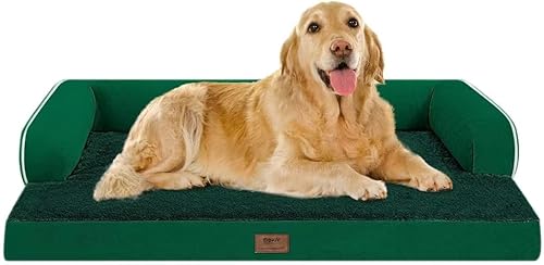 Miniatura 35 de Cama ortopédica extra grande para perros impermeable: cama de espuma viscoelástica para perros XL y extra grandes, sofá sofá, lavable con funda Azul