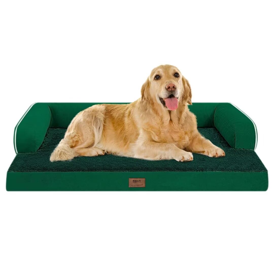 Orthopedic Dog Bed for Large Dogs Washable Waterproof Removable Cover Medium XL Large Dog Bed Foam Couch Emerald Green โ image 1