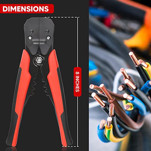 Image of YIYITOOLS Wire Stripping Tool, Self-adjusting 8-Inch Automatic Wire Stripper /Cutting Pliers Tool for Wire Stripping, Cutting, Crimping 10-24 AWG (0.2~6.0mm),XT-1-002