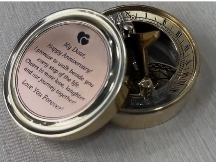 Brújula de Sol Personalizada en Latón Grabada 'My Dear' miniatura 6