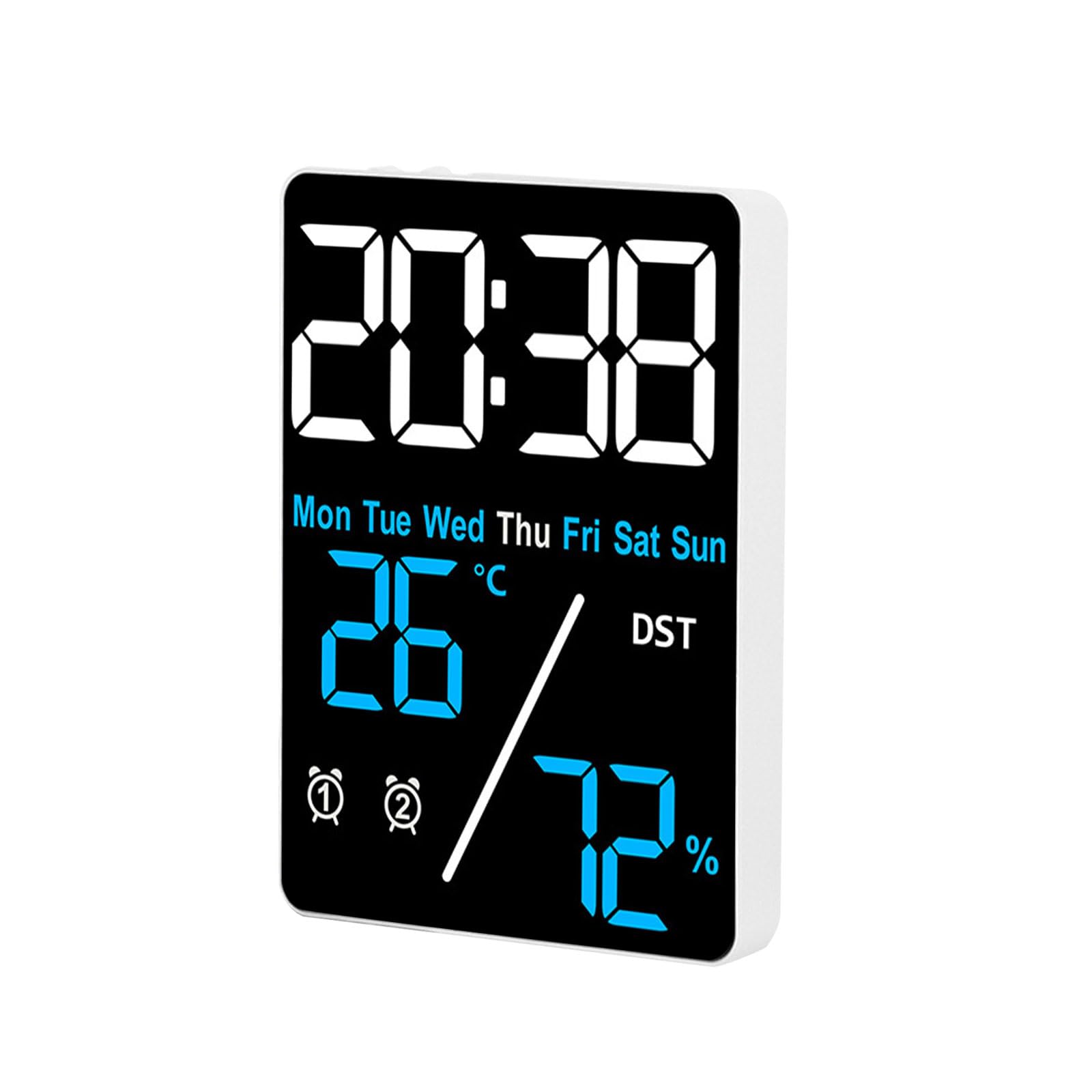 Hsioluted Multifunctional Indoor Temperature Electronic Alarm Clock Digital Clock with Simple Setups and Weather Monitorings Weather Stations