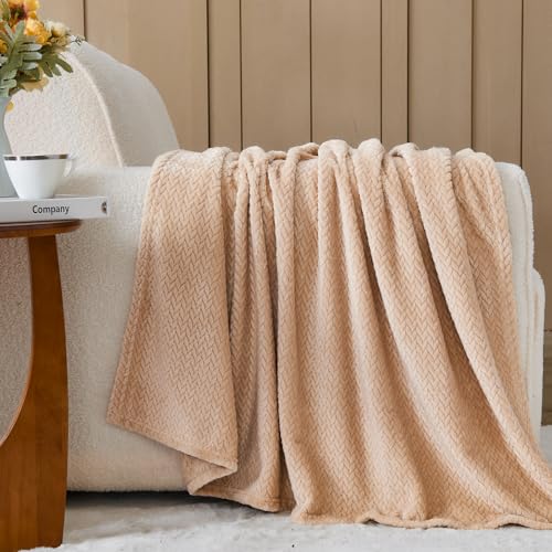 NEWCOSPLAY Flanell Decke Sofa Kuscheldecke Weizenohren Muster sofadecke Super weich und kuschelig Sofaüberwurf Braun-Wohndecke 130x150 cm… – Ansicht 3