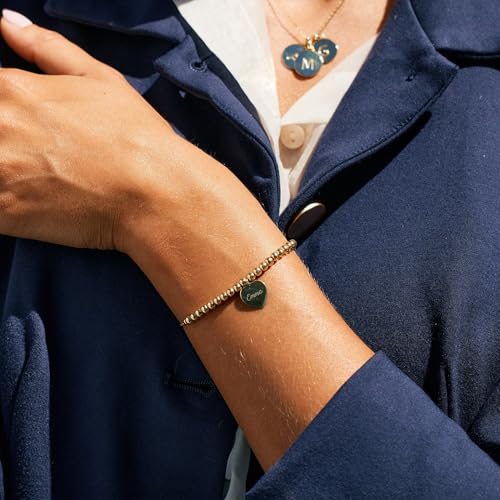 Women's Engravable Gold Heart Tag Bolo Bracelet, 9" Long Adjustable Bracelet - Personalized Gold Heart Shaped Charm Bracelet - Custom Engraved Bracelet for Her - Gift for Girlfriend - Birthday Gift -2