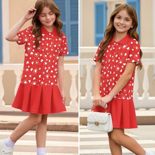 Girls Uniform Dress Back to School Tennis Outfits Short Sleeve Pleated Dress for 5-14 Years2