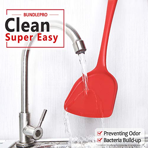 Pack Of 2 Silicone Wok Spatula, Non-Stick, Heat, Stain And Odor Resistant, Easy To Clean And Dishwasher Safe, Seamless Kitchen Utensil For Cooking, Baking, Stir-Fry (Red) #TOP4
