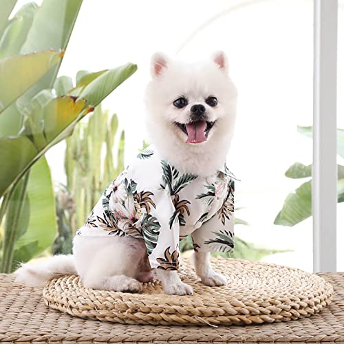 Hundehemd Haustierkleidung Kokosnuss-Hawaiihemd Atmungsaktives modisches Welpenkostüm für kleine Hunde Katzen, Hawaiianische Hundeshirts Haustier Sommer Strand Shirts T-Shirts Kleidung (White, XS)