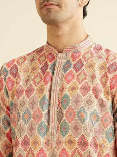 Manyavar Men's Art Silk Printed Kurta Pyjama Set (2pcs) 3 Manyavar Men's Art Silk Printed Kurta Pyjama Set (2pcs) - Image 3