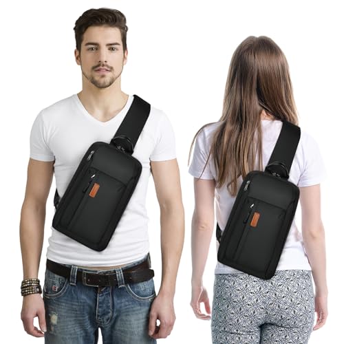 RAINSMORE Large Sling Bag for Men Lightweight Waterproof Crossbody Bag Travel Hiking Bag Chest Bag Sling Backpack for Cycling Sport2