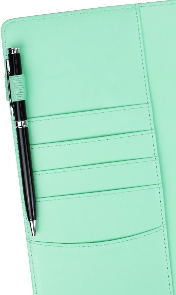 A5 PU Leather Notebook Binder,Refillable 6 Round Ring Binder Cover for A5 Filler Paper,Macaron Notebook Personal Planner Binder with Magnetic Buckle,Robin's Egg Blue