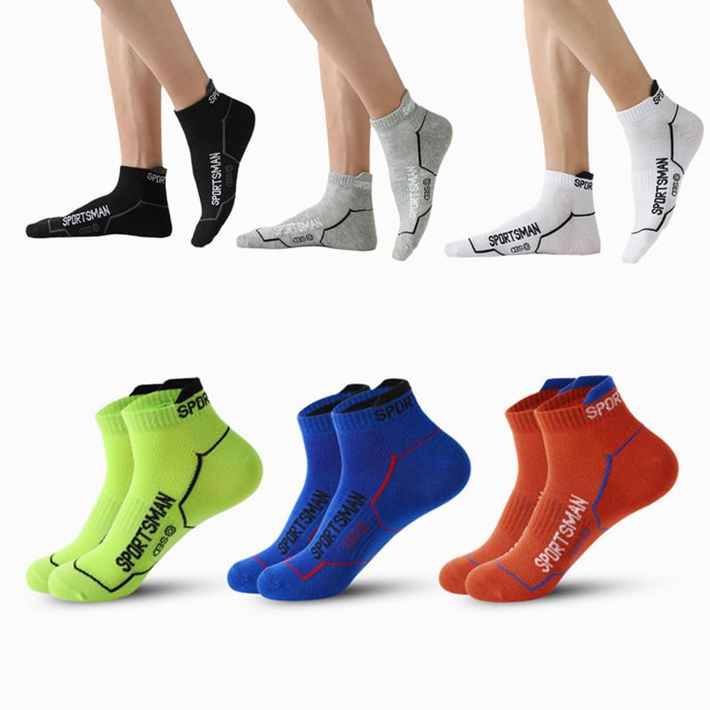 Calcetines de malla para correr para hombre con lengüeta en el talón, 5 pares, ligeros, transpirables, de corte bajo, atléticos, para entrenamiento, correr, fitness, caminar, calcetines deportivos