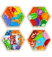 Amazon.co.jp: Shinse 木製パズル 4種類シリーズ 型はめパズル 形