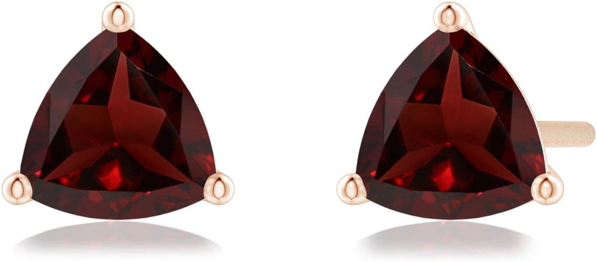 ANGARA - Women's Solitaire Earrings in 14K Solid Gold/Platinum | Martini-Set Trillion Gemstone Stud Earrings | Birthday, Anniversary Gemstone Jewelry