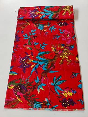 Image of Floral Printed Cotton Fabric Cloth Hand Block Print Fabric Women Material Running Jaipuri Hand Block Printed Women Dress Material Kurtis Natural 44 inch Inches Width 2.5 Meter (Pattern 32)