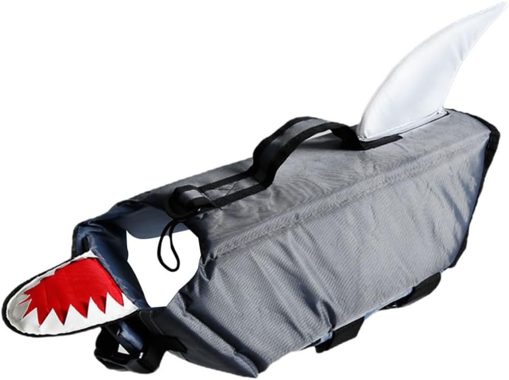 GALPADA Dog Shark Swimming Vest Reflective Pet Life Jacket Gray XL for Outdoor Training Boating and Pool Safety