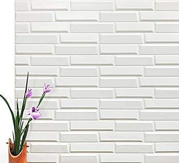 Cultbuzz PVC 3D Wall Panel for Interior Wall Decor, Foam Wall Stickers Peel and Stick, 3D Textured Waterproof for Bedroom, Living Room, and Laundry Decor (White, 1)