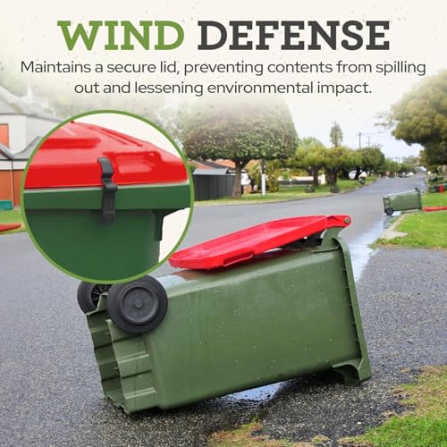Image of Push Clip Trash Can Locks for Animals, Easy to Install, Durable Trash Can Lock for Cart Lid Security, 28-96 Gallon Garbage Can Lock for Outdoor (Pack of 2)