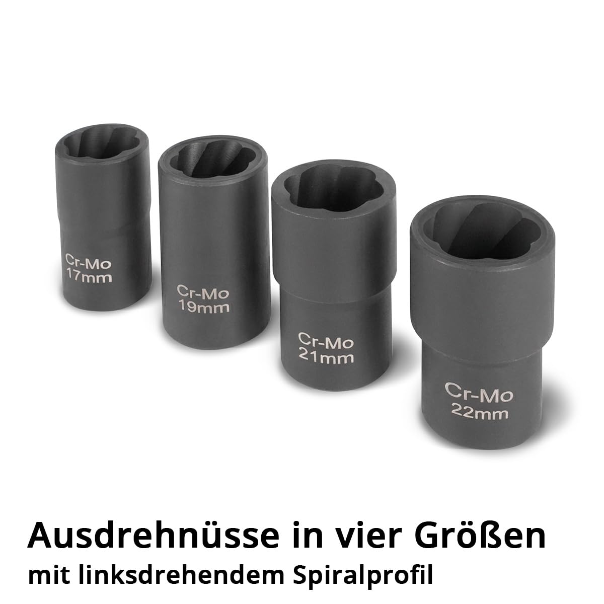 STAHLWERK Radnaben-Service & Felgen-Demontage-Set 16-teilig, 1/2" Antrieb | 5 Schonnüsse für Alufelgen, 4 Ausdrehschlagnüsse 17-22 mm, 2 Topf-Drahtbürsten 65 und 75 mm, Adapter M14 x 2,0