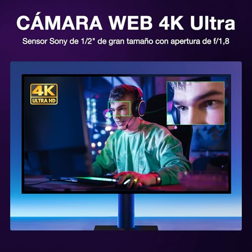 EMEET Webcam 4K S800, cámara Web Ultra 4K con 2 micrófonos con reducción de Ruido, Campo de visión de 73°, corrección de luz, 1080p@60FPS HDR, cámara Web 1080p para transmisión en Vivo, Juegos, Zoom - imagen 2