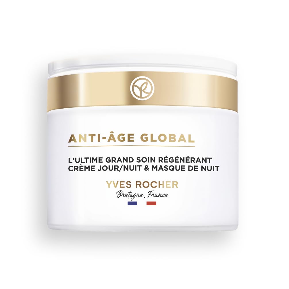Yves Rocher ANTI-ÂGE GLOBAL - Cuidado Ultra-Intensivo Regenerador - Tratamiento Supremo Regenerante - Crema de Día/Noche & Mascarilla de Noche - 75ml