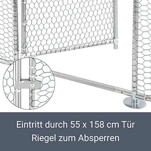 Juskys Freilaufgehege 3x4x2m — Hühnerstall aus Metall begehbar mit 12 m² Lauffläche, Tür & Riegel — Freigehege für… – Bild 8