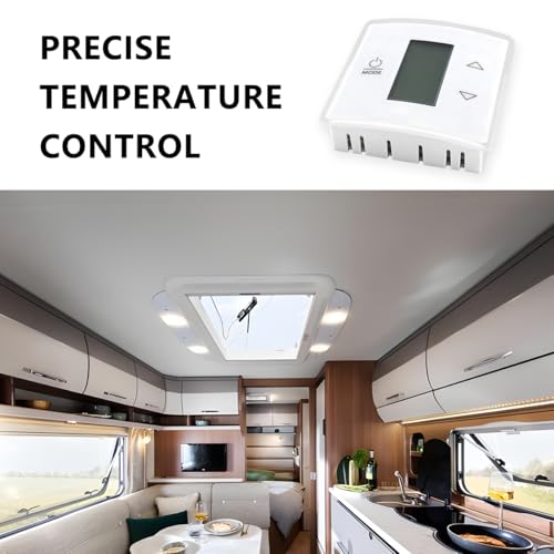 Image of 3316250.712 RV Single Zone Wall Thermostat, Manual Regulator RV Analog Thermostat Replacement with Backlight LCD Display, Micro Precise Temperature Control for Camper Conditioners (White)