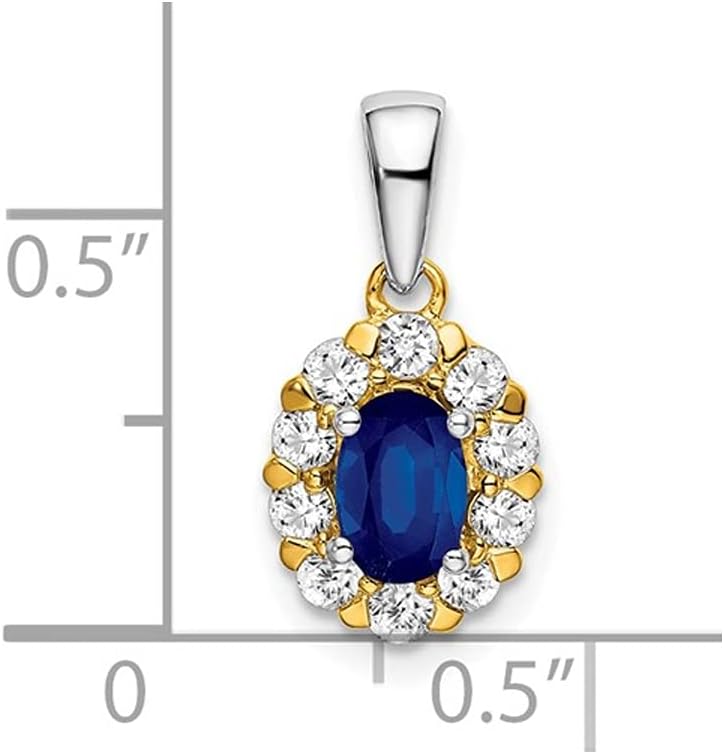 1/2 Carat (ctw) Lab-Created Blue Sapphire Pendant Necklace with Lab-Grown Diamonds in 14K White Gold with Chain - Image 3